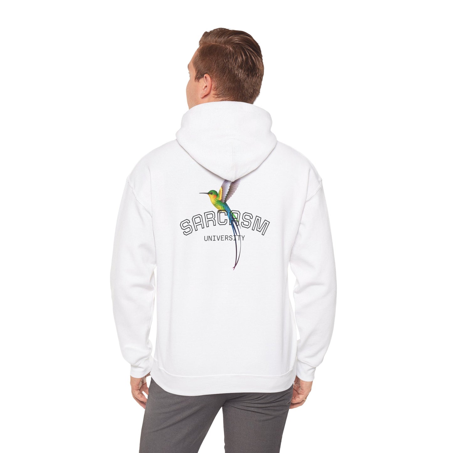 Sarcasm University Hooded Sweatshirt - Unisex Heavy Blend Hoodie, Funny Gift for Friends, Cozy Loungewear, Casual Style, Best for Birthdays