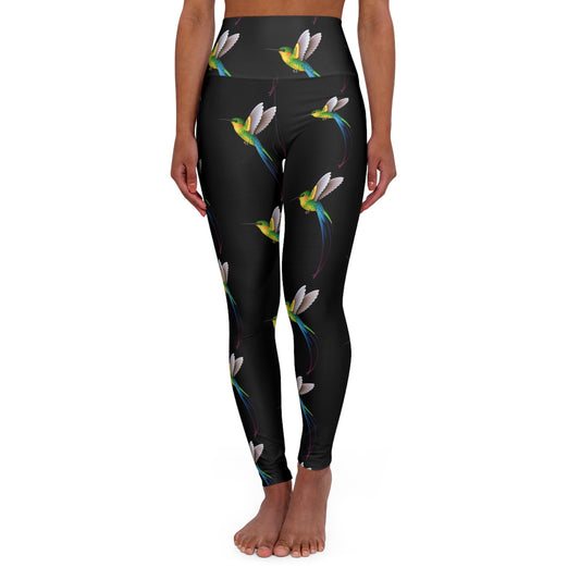 Black Vibrant Floral High Waisted Yoga Leggings, Comfortable Activewear, Fitness Apparel, Gift for Yoga Lovers, Workout Leggings