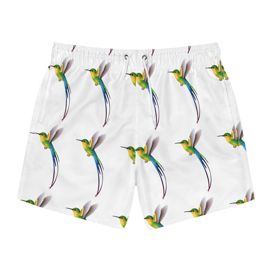 Colorful Hummingbird Swim Trunks - Perfect for Summer, Beach Days, Pool Parties, Tropical Vacations, Gifts for Him