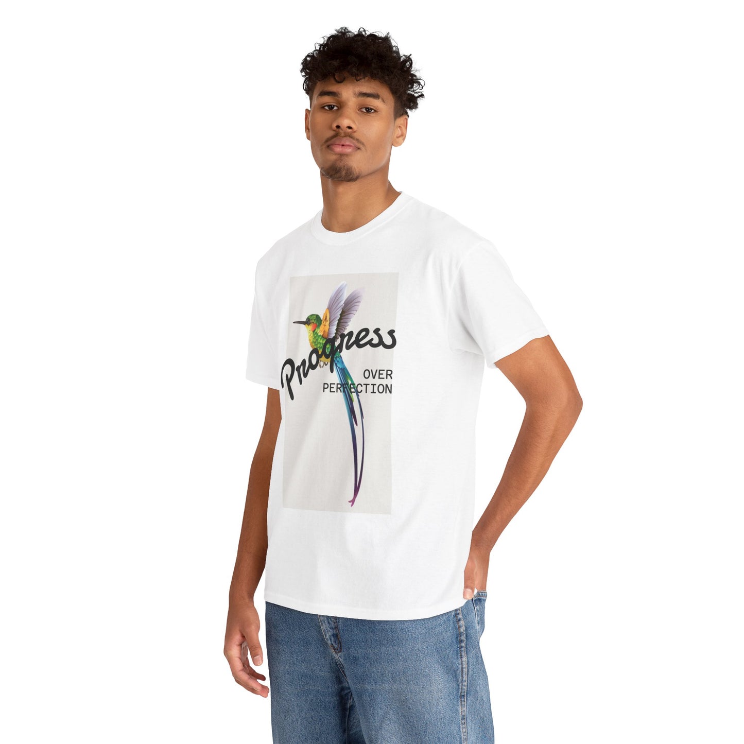 Unisex Heavy Cotton Tee with Hummingbird Design | Progress Over Perfection, Inspiration Tee, Motivational T-Shirt, Gift for Nature [...]