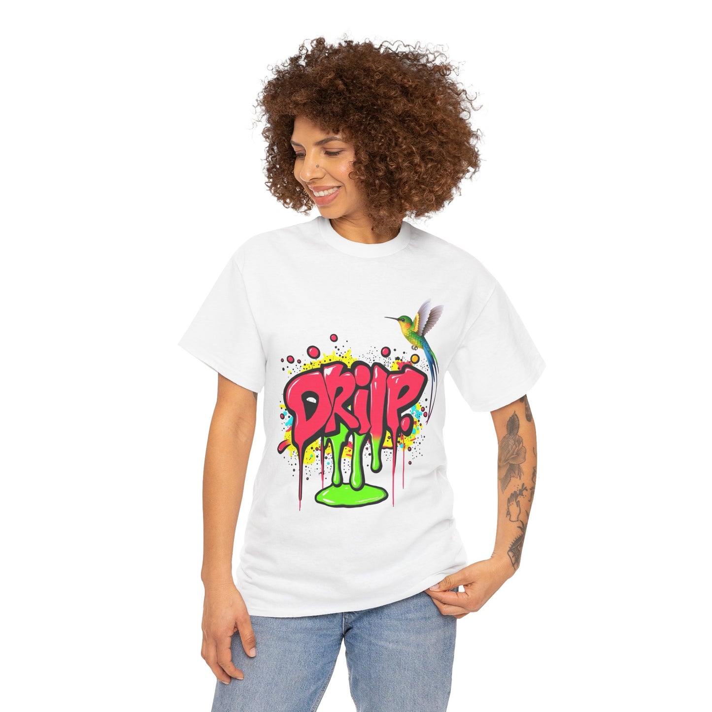 Graffiti Tee - Bold Street Style Unisex Heavy Cotton Shirt with Dripping Paint Design