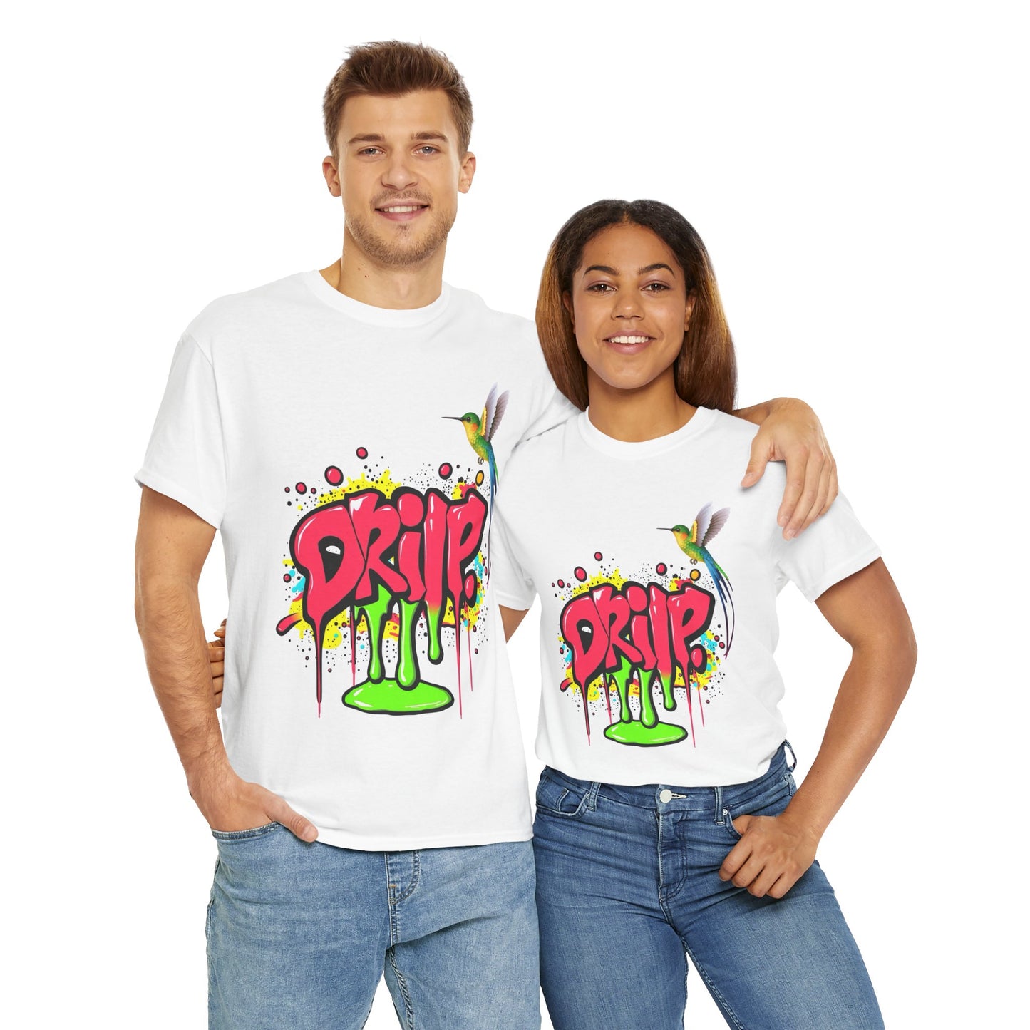 Graffiti Tee - Bold Street Style Unisex Heavy Cotton Shirt with Dripping Paint Design