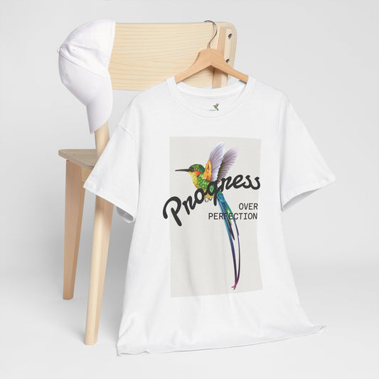 Unisex Heavy Cotton Tee with Hummingbird Design | Progress Over Perfection, Inspiration Tee, Motivational T-Shirt, Gift for Nature [...]