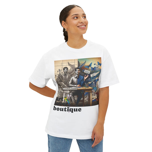 Artistic Unisex Oversized Boxy Tee - Creative Casual Wear, Street Style, Graphic Art T-Shirt, Gift for Art Lovers, Summer Fashion