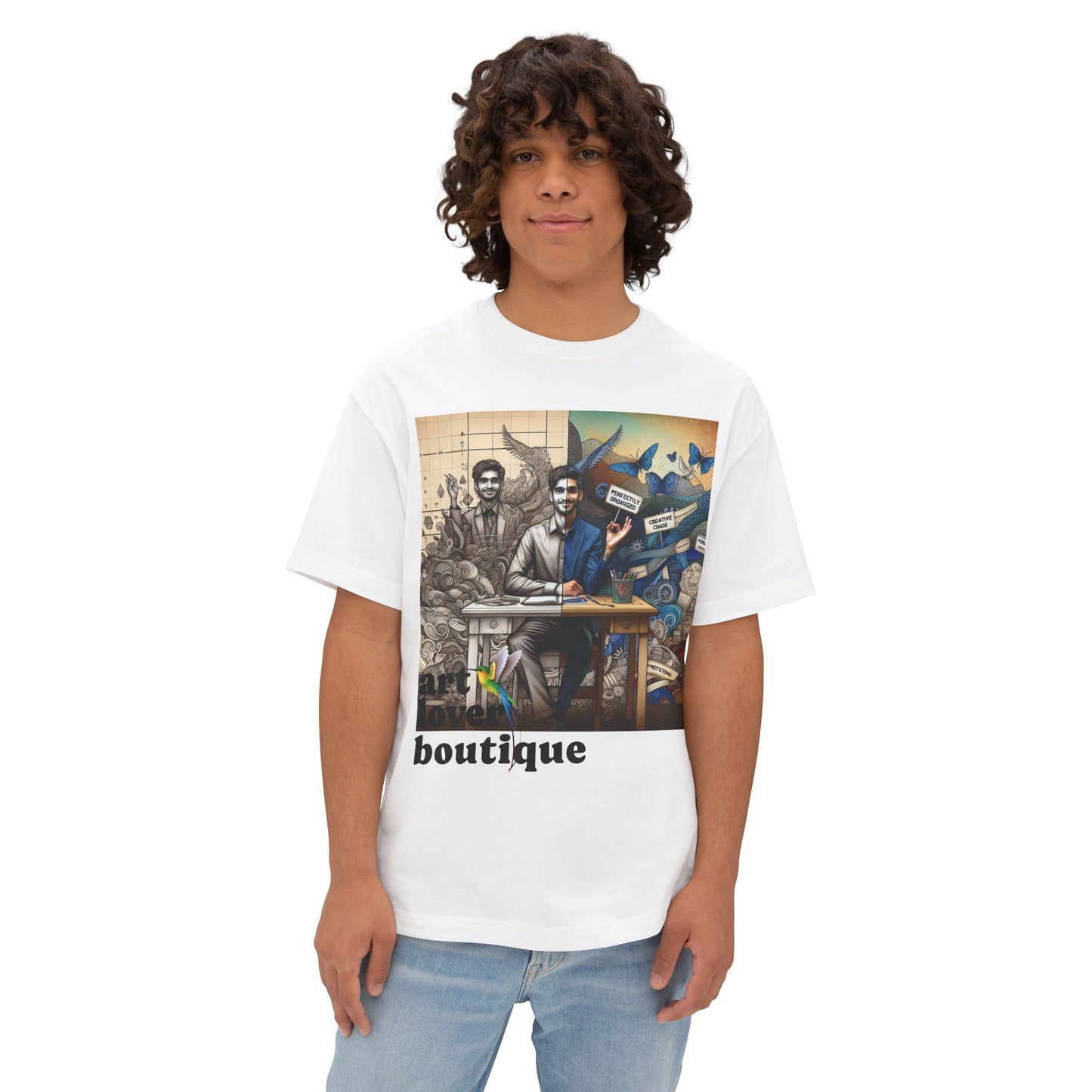 Artistic Unisex Oversized Boxy Tee - Creative Casual Wear, Street Style, Graphic Art T-Shirt, Gift for Art Lovers, Summer Fashion