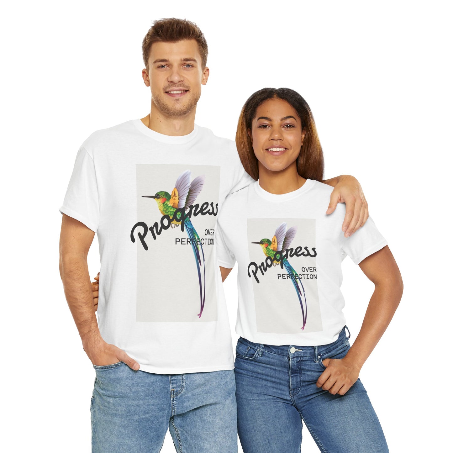Unisex Heavy Cotton Tee with Hummingbird Design | Progress Over Perfection, Inspiration Tee, Motivational T-Shirt, Gift for Nature [...]