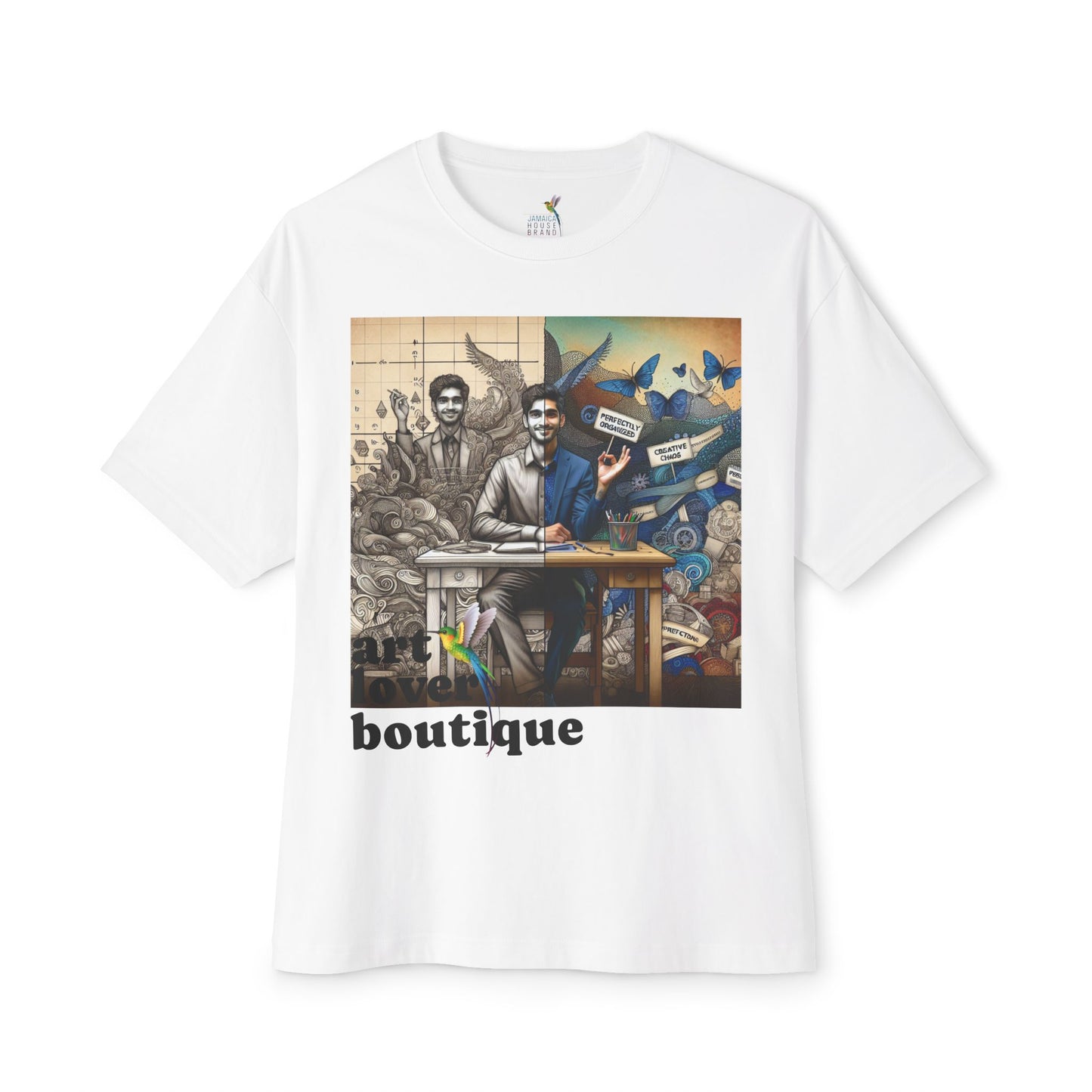 Artistic Unisex Oversized Boxy Tee - Creative Casual Wear, Street Style, Graphic Art T-Shirt, Gift for Art Lovers, Summer Fashion
