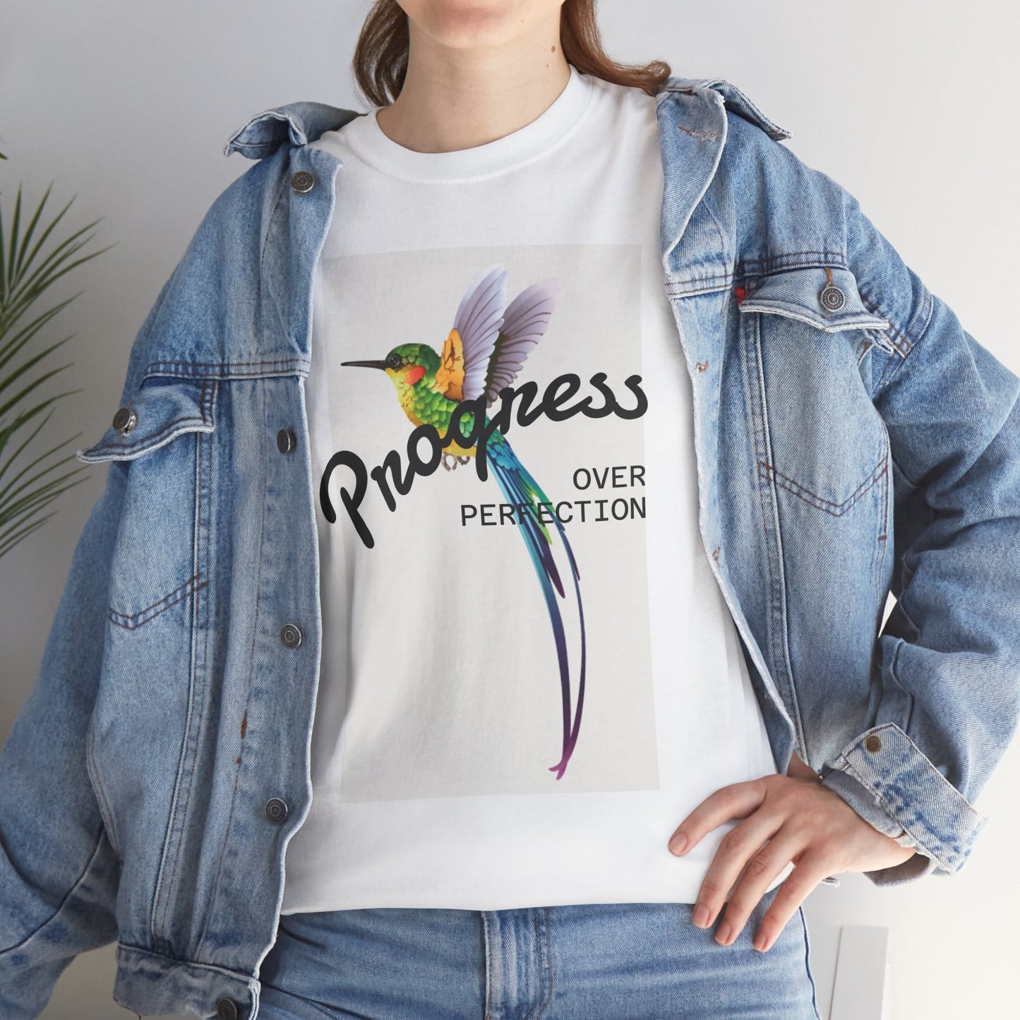 Unisex Heavy Cotton Tee with Hummingbird Design | Progress Over Perfection, Inspiration Tee, Motivational T-Shirt, Gift for Nature [...]