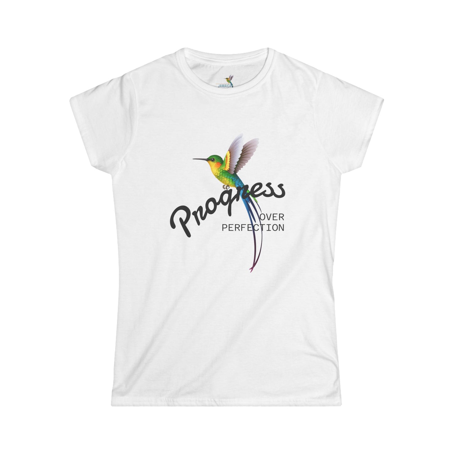 Inspirational Hummingbird Tee - Progress Over Perfection, Motivational Gift, Women's Casual Shirt, Trendy Graphic Tee, Summer Fashion